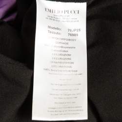 Emilio Pucci Black Floral Print Silk Frill Jersey T-Shirt S