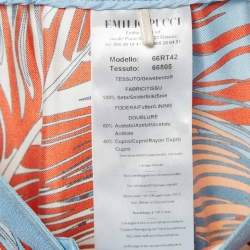 Emilio Pucci Blue Printed Silk Wide Leg Pants M