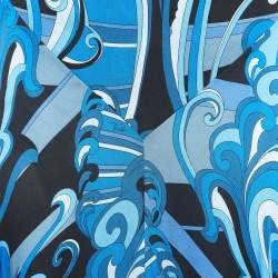 Emilio Pucci Blue Printed Silk Flared Maxi Skirt S