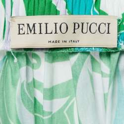 Pre Owned Emilio Pucci Green Printed Cotton Maxi Skirt M