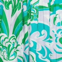 Pre Owned Emilio Pucci Green Printed Cotton Maxi Skirt M