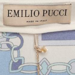 Pre Owned Emilio Pucci Blue Printed Jersey Silk Short Dress M