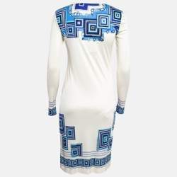 Pre Owned Emilio Pucci Blue Printed Jersey Silk Short Dress M