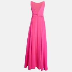 Emilio Pucci Bright Pink Silk Embellished Sleeveless Maxi Dress S