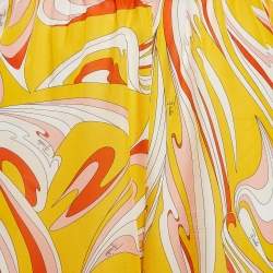 Emilio Pucci Yellow Fluilio Print Cotton Blend Wide Leg Trousers L