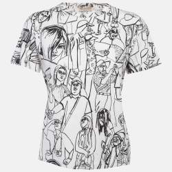 Pre Owned Emilio Pucci White Turisti Fiorentini Print Cotton T-Shirt S