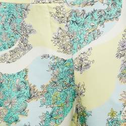 Emilio Pucci Multicolor Printed Satin Lace Trim Trousers S