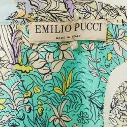 Pre Owned Emilio Pucci Multicolor Floral Print Silk Lace Trim Shirt S