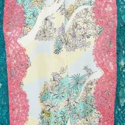 Pre Owned Emilio Pucci Multicolor Floral Print Silk Lace Trim Shirt S