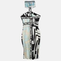 Pre Owned Emilio Pucci Multicolor Silk Beaded Halter Neck Short Dress M