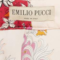 Emilio Pucci Multicolor Silk Asymmetric Fringed Midi Skirt S