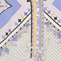 Pre Owned Emilio Pucci Purple/Cream Printed Silk Maxi Skirt M