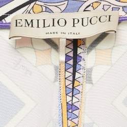 Pre Owned Emilio Pucci Purple/Cream Printed Silk Maxi Skirt M