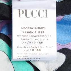 Pre Owned Pucci Blue Vivara Print Silk Sleeveless Maxi Dress M