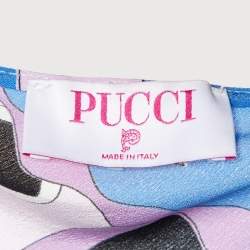 Pre Owned Pucci Blue Vivara Print Silk Sleeveless Maxi Dress M