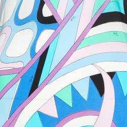 Pre Owned Pucci Blue Vivara Print Silk Sleeveless Maxi Dress M