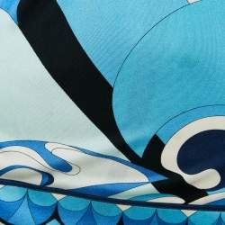 Emilio Pucci Multicolor/Blue Printed Silk Jersey Top L