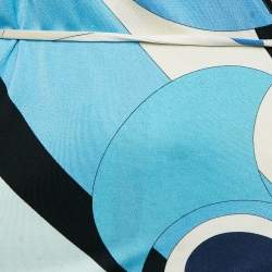Emilio Pucci Multicolor/Blue Printed Silk Jersey Top L