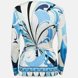 Emilio Pucci Multicolor/Blue Printed Silk Jersey Top L