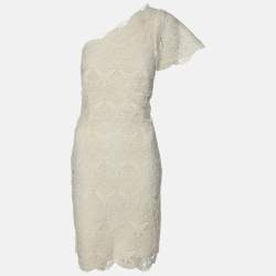 Emilio Pucci Cream Lace One Shoulder Dress M