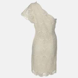 Emilio Pucci Cream Lace One Shoulder Dress M