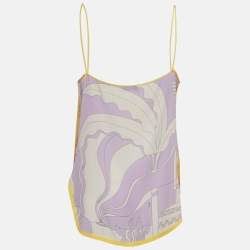 Pre Owned Emilio Pucci Lavender Fuilio Print Silk Cami Top M