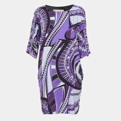 Pre Owned Emilio Pucci Purple Printed Silk Mini Dress M