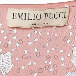 Pre Owned Emilio Pucci Peach/Pink Floral Print Silk Kaftan One Size