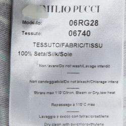 مملوكة مسبقًا فستان إيميليو بوتشي حرير مطبوع متعدد الألوان بأكتاف مزخرفة وحزام S