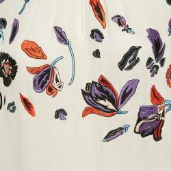 Pre Owned Emilio Pucci Floral Embroidered Silk Long Sleeve Blouse M