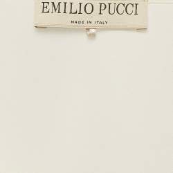 Pre Owned Emilio Pucci Floral Embroidered Silk Long Sleeve Blouse M