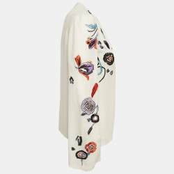 Pre Owned Emilio Pucci Floral Embroidered Silk Long Sleeve Blouse M