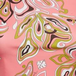 Pre Owned Emilio Pucci Pink Fluilio Print Jersey T-Shirt S