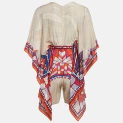 Emilio Pucci Beige/Orange Printed Cotton Blend Kaftan Style Playsuit M