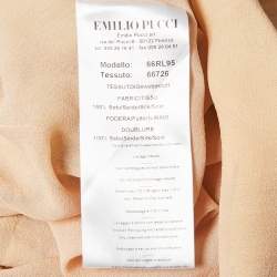 Emilio Pucci Yellow Feather Print Chiffon Slits Detail Maxi Dress M
