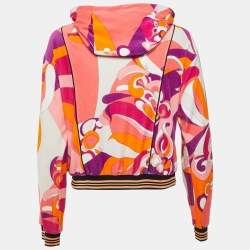 Emilio Pucci Multicolor Printed Velvet Zip Up Bomber Jacket S