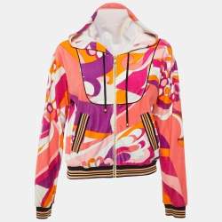 Emilio Pucci Multicolor Printed Velvet Zip Up Bomber Jacket S