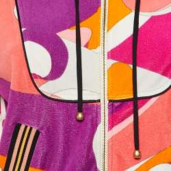 Emilio Pucci Multicolor Printed Velvet Zip Up Bomber Jacket S