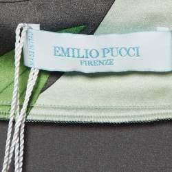 Emilio Pucci Green/Grey Printed Silk Satin Co-Ord Set S/M 