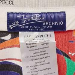 Pre Owned Emilio Pucci Multicolor Abstract Print Silk Straight Leg Trousers M