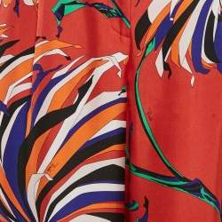 Pre Owned Emilio Pucci Multicolor Abstract Print Silk Straight Leg Trousers M