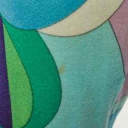 Emilio Pucci Green Printed Velvet Track Trousers S