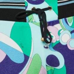 Emilio Pucci Green Printed Velvet Track Trousers S