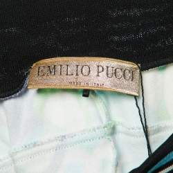 Emilio Pucci Green Printed Velvet Track Trousers S