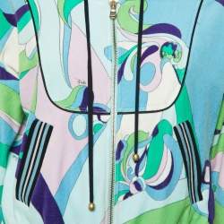 Emilio Pucci Multicolor Printed Velvet Zip Up Jacket S 