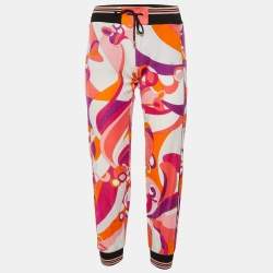 Emilio Pucci Pink Printed Velvet Track Trousers S