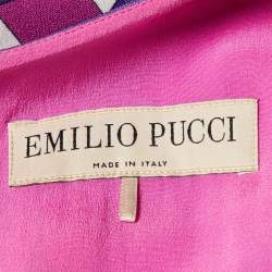 Emilio Pucci Purple Geometric Print Crepe Sleeveless Shift Dress M