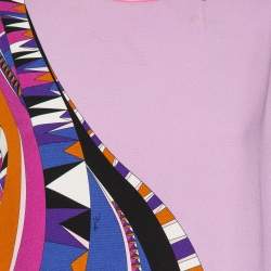 Emilio Pucci Purple Geometric Print Crepe Sleeveless Shift Dress M
