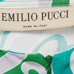 Pre Owned Emilio Pucci Green Printed Cotton Long Dress M