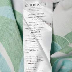Pre Owned Emilio Pucci Green Printed Cotton Long Dress M